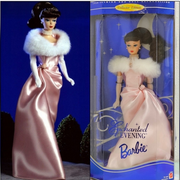 NRFB Vintage 1995 Enchanted Evening RARE Brunette Barbie Collector Edition Pink - Picture 7 of 7